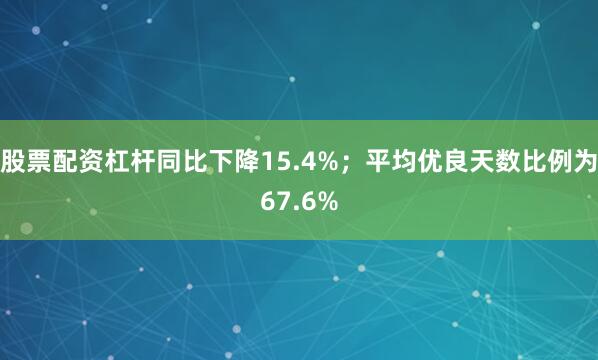 股票配资杠杆同比下降15.4%；平均优良天数比例为67.6%